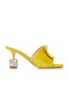Roger Vivier Embellished-cube Heel Velvet Mules In Yellow