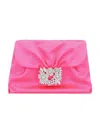 Roger Vivier Embellished Draped Clutch Bag In Pink