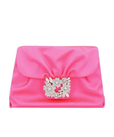 Roger Vivier Embellished Draped Clutch Bag In Pink