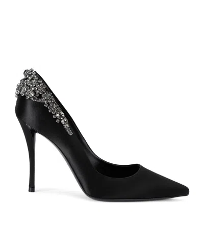 Roger Vivier 100mm Flowers Satin Pumps In Black