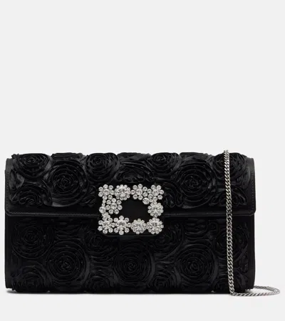 Roger Vivier Embellished Embellished Satin Clutch In Black