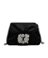 Roger Vivier Embellished Foldover Top Crossbody Bag In Black