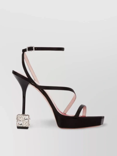 Roger Vivier Embellished Heel Platform Sandals In Black