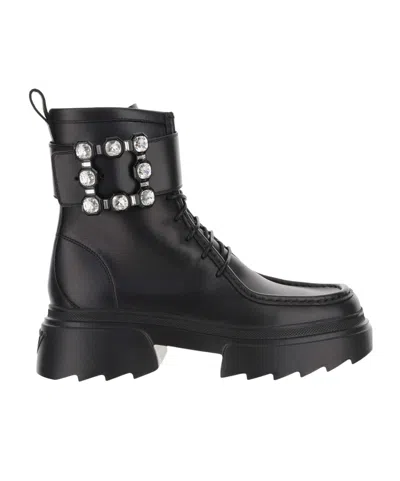 ROGER VIVIER ROGER VIVIER EMBELLISHED LACE-UP BOOTS