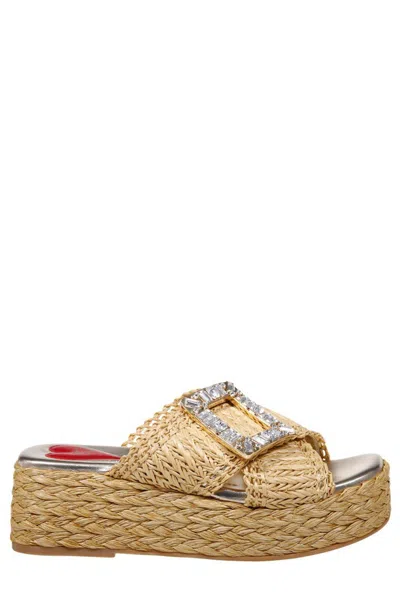 ROGER VIVIER EMBELLISHED PLATFORM MULES