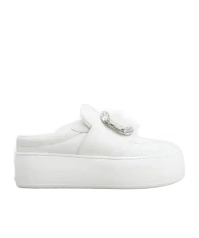 Roger Vivier Embellished Platform Sandals In White
