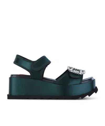 Roger Vivier Embellished Sandals In Green
