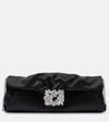Roger Vivier Women's Satin Efflorescence Clutch Bag With Buckle In Black