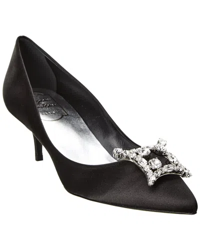 Roger Vivier Embellished Satin Pump In Black