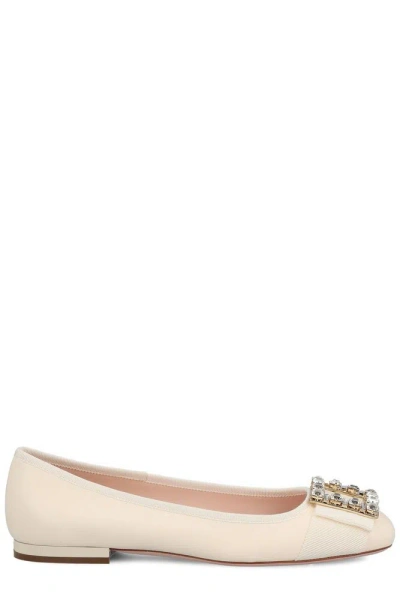 Roger Vivier Embellished Slip In Beige