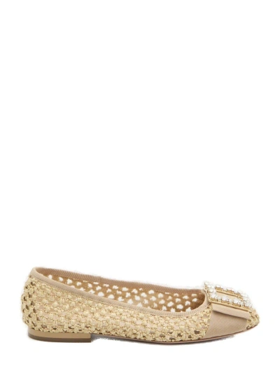 Roger Vivier Embellished Slip-on Ballerinas In Beige