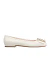 Roger Vivier Embellished Slip-on Ballerinas In White