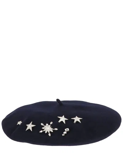 Roger Vivier Embellished Star Leather Beret In Blue