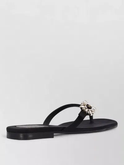 Roger Vivier Embellished Strap Slides Flat Sole Open Toe In Black