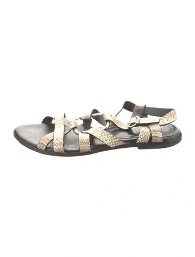 Pre-owned Roger Vivier Embossed Leather Animal Print Gladiator Sandals In Silver