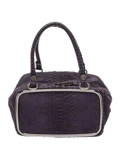 Pre-owned Roger Vivier Embossed Leather Top Handle Bag In Purple