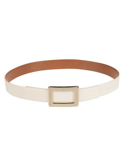 Roger Vivier Engraved Logo Belt In Beige