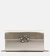 Roger Vivier Envelope Embellished Satin Clutch
