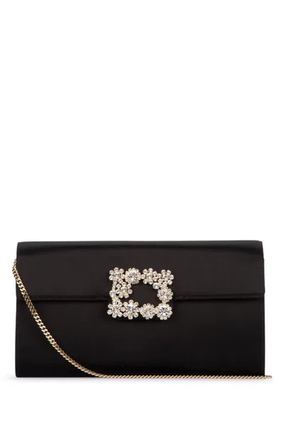 Roger Vivier Envelope Flap Flower Buckle In Brown