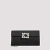 Roger Vivier Satin Efflorescence Envelope Clutch Bag In Black