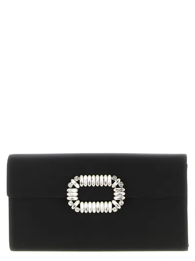Roger Vivier Envelope Flap Sexy Clutch In Black