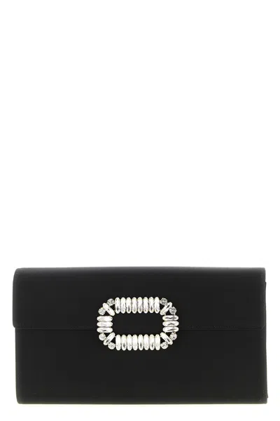 Roger Vivier 'envelope Flap Sexy' Clutch In Black