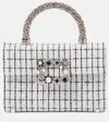 Roger Vivier Envelope Flower Jewel Tweed Tote Bag In Multicoloured
