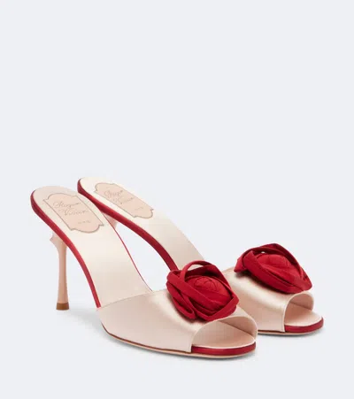 Roger Vivier Epine Rose Satin Mules In Pink