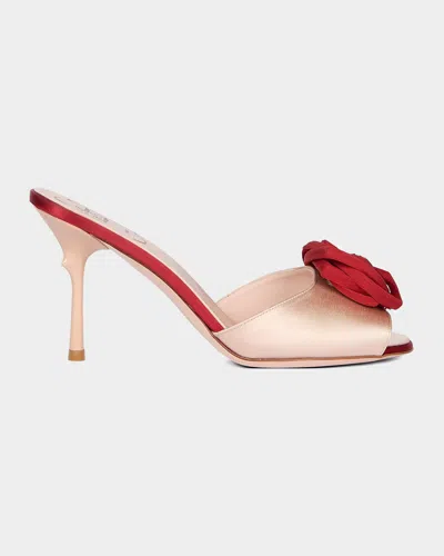 Roger Vivier Epine Rose 85 Twill-trimmed Satin Sandals In Multi