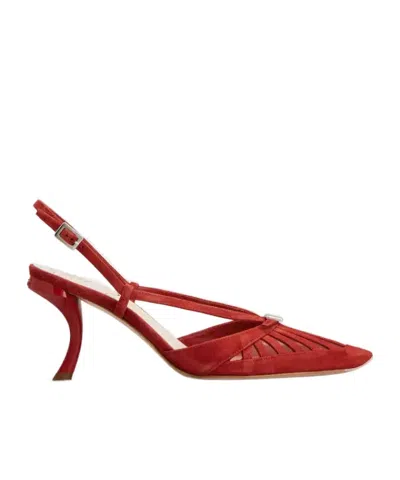 Roger Vivier Escarpins Dorsay Virgule En Cuir Velours In Red