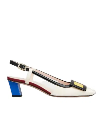 Roger Vivier Escarpins Slingback Belle Vivier En Cuir Verni In White