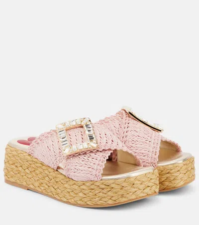 Roger Vivier Espa 60 Embellished Raffia Espadrille Sandals