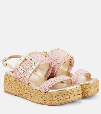 Roger Vivier Espa 60 Raffia Platform Sandals