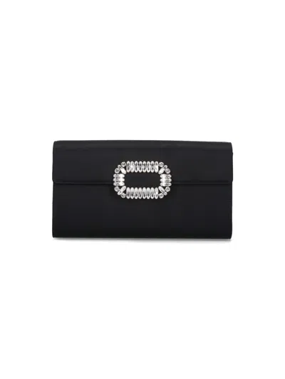 Roger Vivier Evening Envelope Pouch In Black