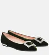 Roger Vivier Faux Fur-trimmed Ballet Flats In Grün