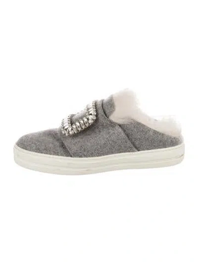 Pre-owned Roger Vivier Felt Crystal Embellishments Sneakers In Multi