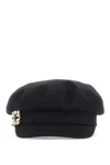 Roger Vivier Embellished Buckle Baker Boy Cap In Black