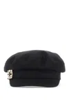 Roger Vivier Embellished Buckle Baker Boy Cap In Black