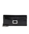 Roger Vivier Patent Leather Belle Vivier Wallet On Chain In Black