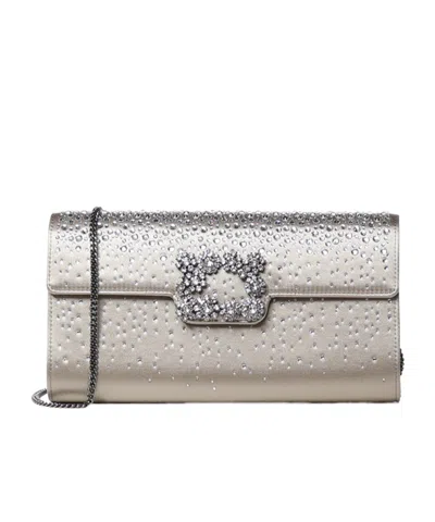 Roger Vivier Efflorescence Crystal-embellished Clutch Bag In Gold