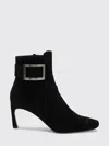 Roger Vivier Black Trompette Suede Ankle Boot In Black