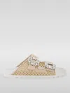 Roger Vivier "rafia Slidy Viv' Slides With Str In Brown