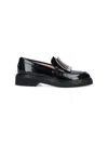 Roger Vivier Viv' Rangers Black Loafers With Metal Buckle In Black
