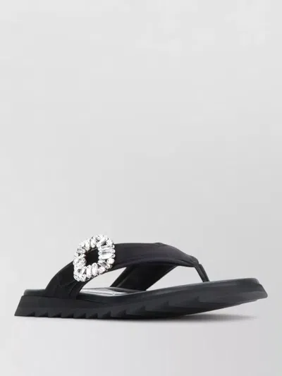 Roger Vivier Flat Slide Sandals Open Toe Buckle In Black