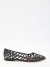 Roger Vivier Leather Point Toe Ballet Flats With Cut-out Details In Black
