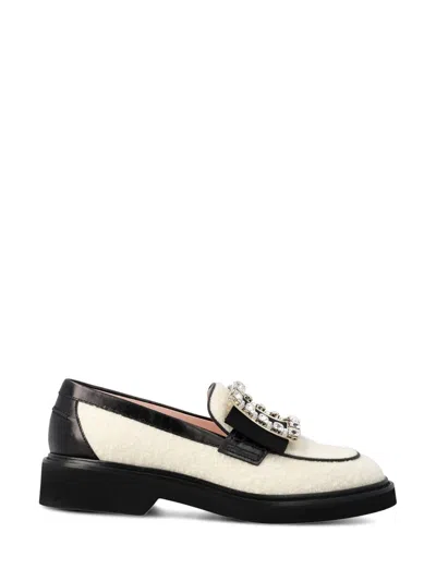Roger Vivier Woman Loafers Cream Size 6 Textile Fibers, Leather In Multi