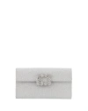 Roger Vivier Envelope Flower Strass Bag In Silver
