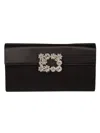 Roger Vivier Floral Embellished Clutch In Black