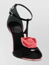 Roger Vivier Floral Open Toe Stiletto Heel Sandals In Black