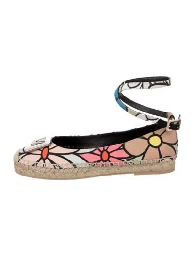 Pre-owned Roger Vivier Floral Print Espadrilles In Pink